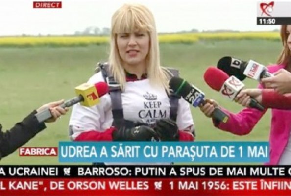 De 1 Mai, Elena Udrea a sărit cu paraşuta